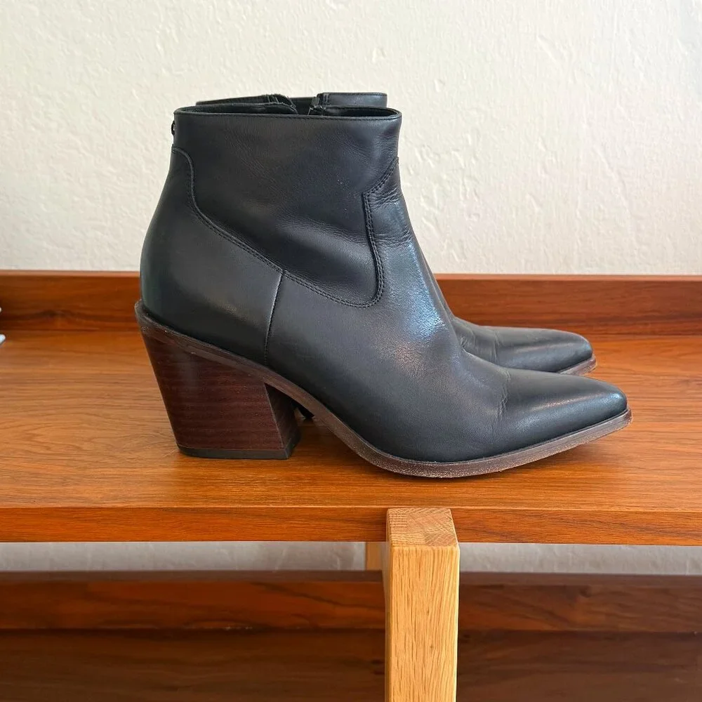 Rag & Bone Black Leather Ankle Boots - Picture 1 of 3